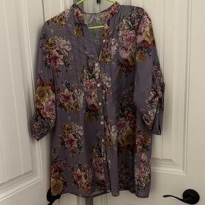 Floral Print Blouse - Lavender